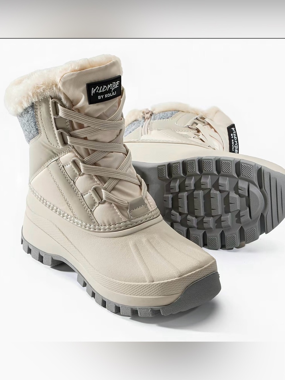 Beige Faux-Fur Winter Snow Boots – Size 36